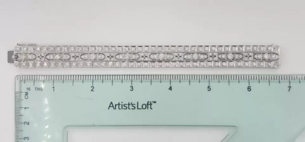 Vintage Old European Diamond 3 Row Tennis Bracelet 6 ct 14K W Gold Plat 1940's