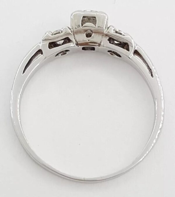 Vintage Three-Stone Round Diamond 14k White Gold 0.58 ct Engagement Ring