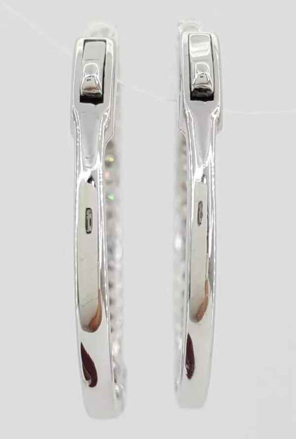 Round Diamond Hoop Earrings 0.5 ct 14k White Gold 25mm 1" Diameter 5.6 Grams