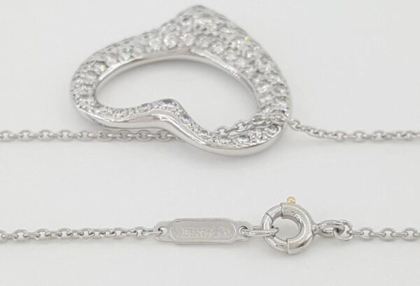 Tiffany & Co Elsa Peretti Diamond Open Heart Necklace 22 mm 0.95 ct Plat $18,500