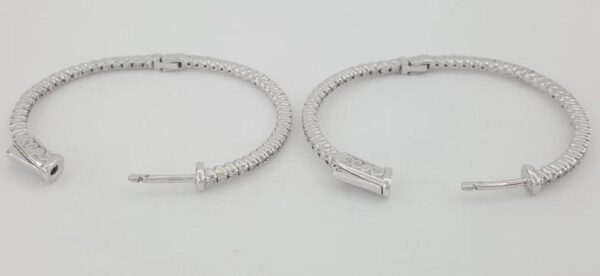 Inside Out Hoop Round Cut Diamond Earrings 1.06 ct 14k White Gold 36 mm