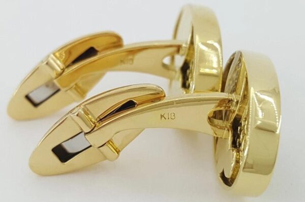 Bernard K Passman Black Coral Diamond 18k Yellow Gold Cufflinks 1.1 ct
