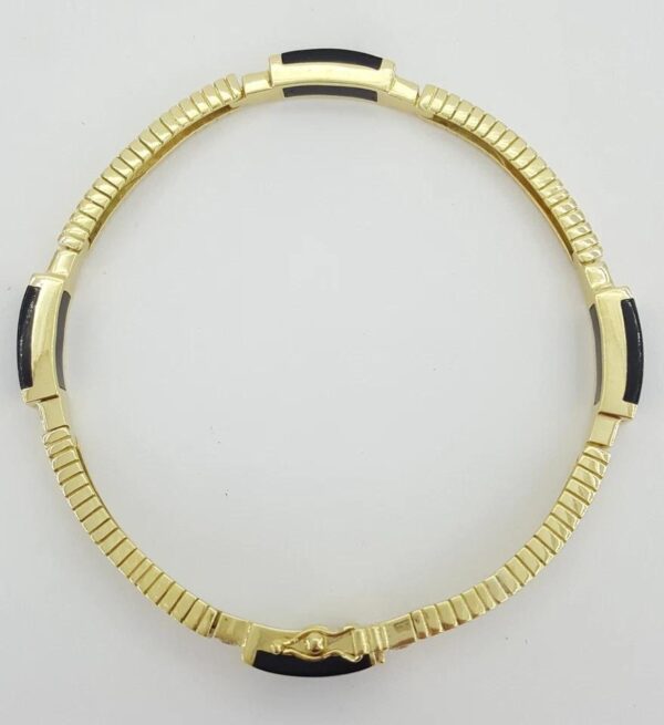 Bernard K Passman Black Coral Diamond 18k Yellow Gold Omega Bracelet 28 Grams 8"