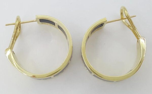 Bernard K Passman Black Coral Diamond 18k Yellow Gold Hoop Earrings 1.08 ct
