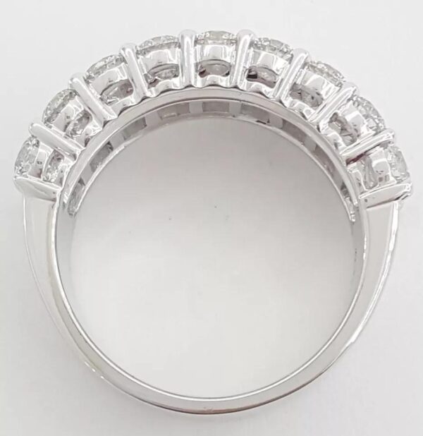 Baguette Round Diamond Three Row 18k White Gold Anniversary Ring 4 ct 10mm $13k