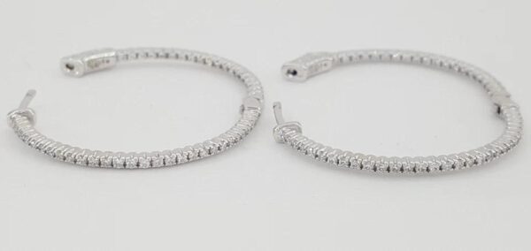 Inside Out Hoop Diamond Earrings 1.06 ct 14k White Gold 36 mm