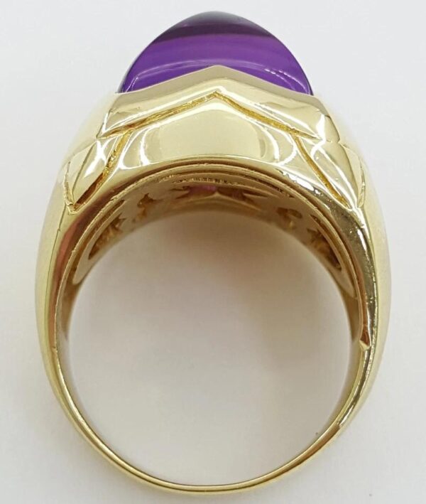 Sugarloaf Amethyst Statement Ring 18k Yellow Gold 17.6 Grams