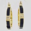 Bernard K Passman Black Coral Diamond 18k Yellow Gold Hoop Earrings 0.12 ct