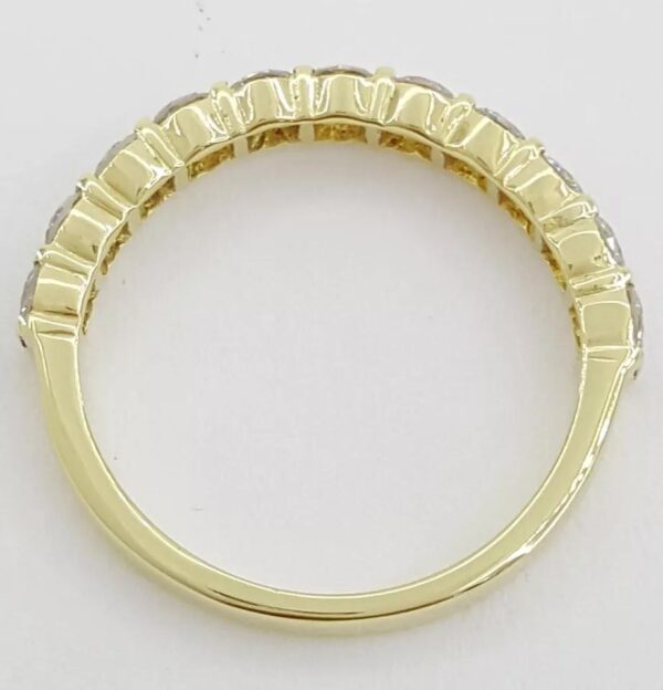 Half Circle Round Diamond Bar Set Wedding Band 0.66 ct 18k Yellow Gold 2.6 mm