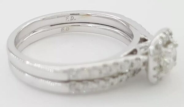 Round Brilliant Diamond Halo White Gold Engagement Wedding Ring Set 0.5ct 10k