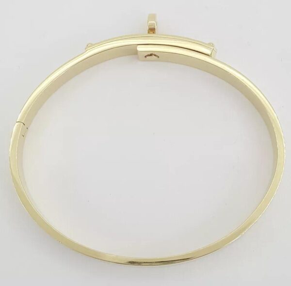 Hermes Kelly 18K Yellow Gold Pave Diamonds Bracelet 0.35 ct Retail $17,200 XS