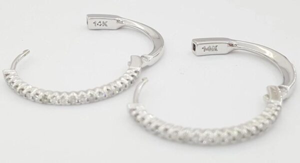 Round Diamond Hoop Earrings 0.5 ct 14k White Gold 25mm 1" Diameter 5.6 Grams