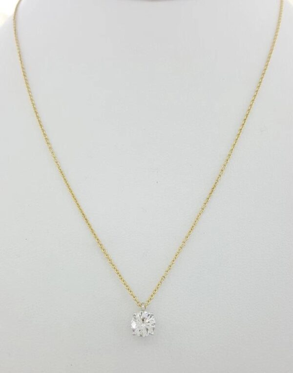 Tiffany & Co Round Diamond Solitaire Pendant 0.77 ct H/VS1 16" Retail $9k