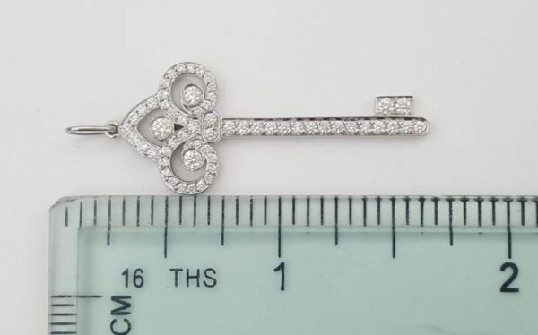 Tiffany & Co. Diamond Fleur de Lis Key Pendant Platinum 1.5" Retail $7,200