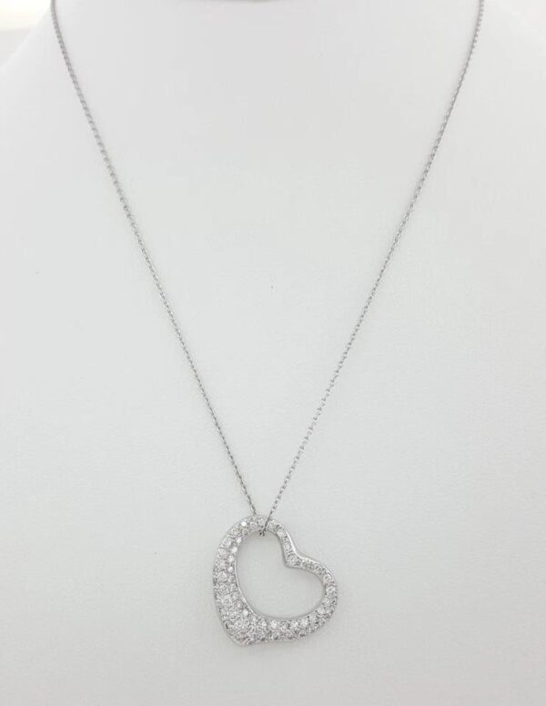 Tiffany & Co Elsa Peretti Diamond Open Heart Necklace 22 mm 0.95 ct Plat $18,500