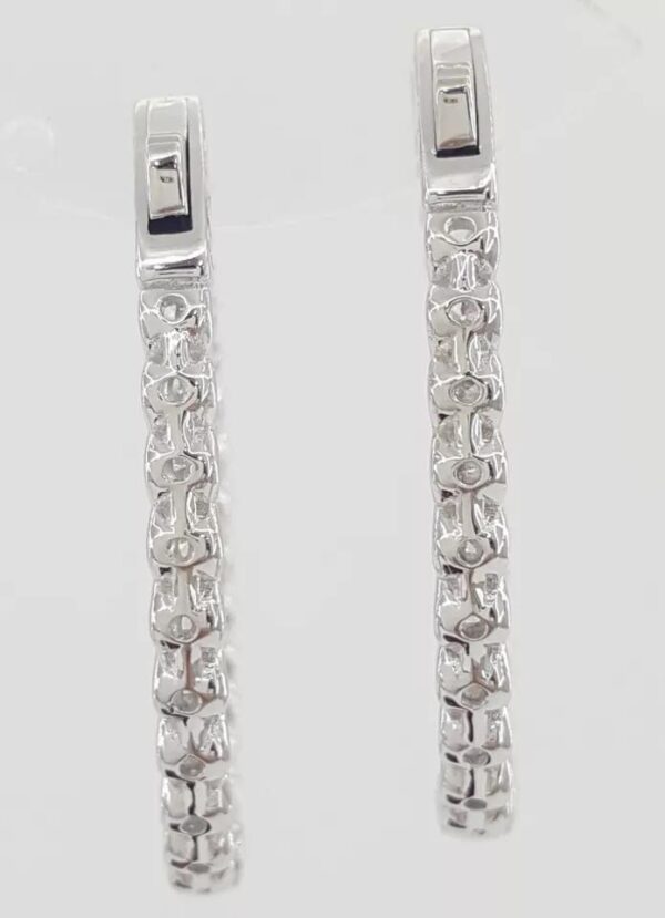 Diamond Inside Out Oval Hoop Earrings 34 mm 3.05 ct Round Diamond 14K W Gold