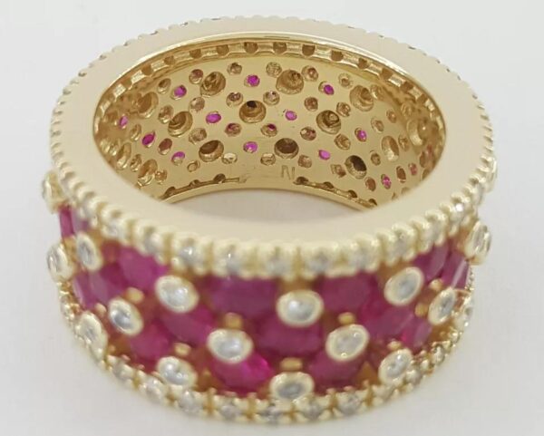 Effy Ruby & Diamond Eternity Ring 14K Yellow Gold 5 ct 9.7mm