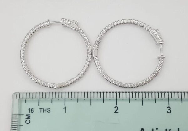 Inside Out Hoop Diamond Earrings 1.06 ct 14k White Gold 36 mm