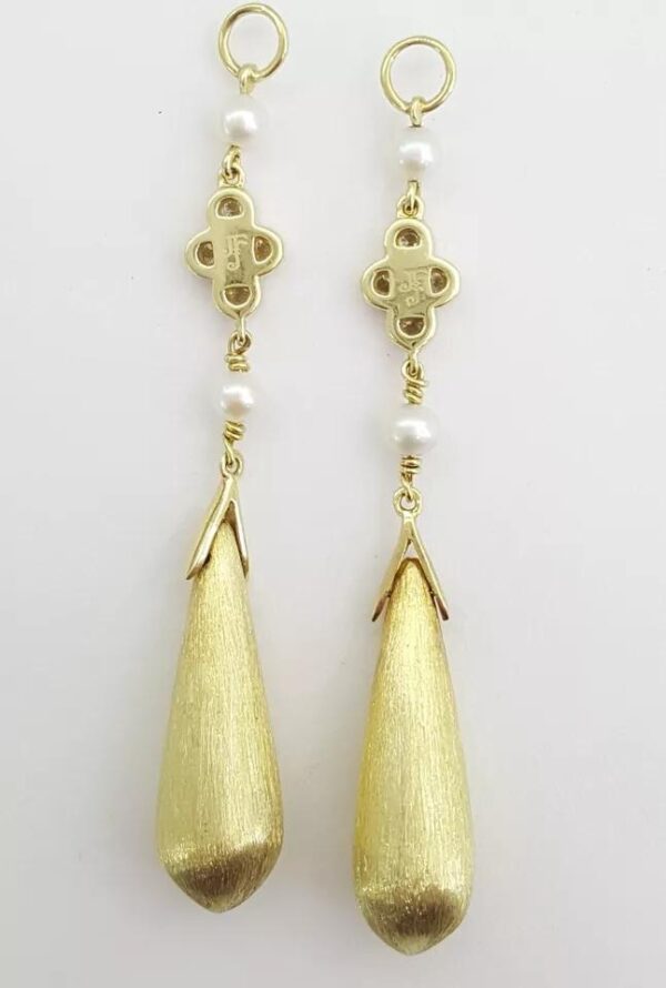 Jude Frances Diamond Pearl Earring Charms 18k Yellow Gold 2"