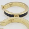 Bernard K Passman Black Coral Diamond 18k Yellow Gold Hoop Earrings 0.12 ct