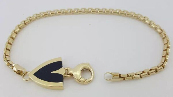 Bernard K Passman Black Coral Meteorite 18k Yellow Gold Box Bracelet 19.6 g 8"