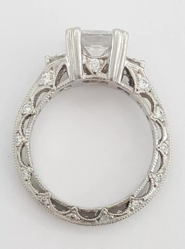 Tacori Reverse Crescent Plat 1.10 ct Semi-Mount Three Stone Engagement Ring