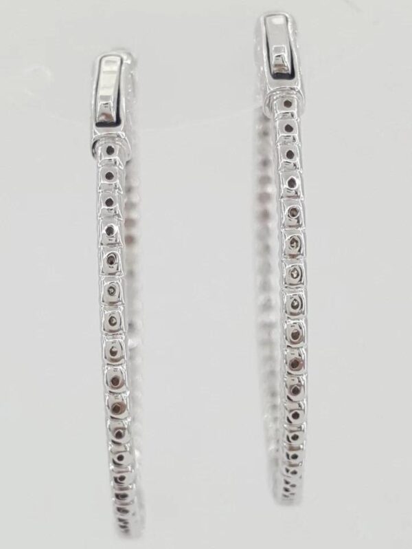Inside Out Hoop Round Cut Diamond Earrings 1.06 ct 14k White Gold 36 mm