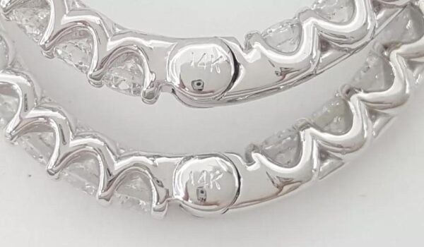 Diamond Inside Out Oval Hoop Earrings 34 mm 3.05 ct Round Diamond 14K W Gold