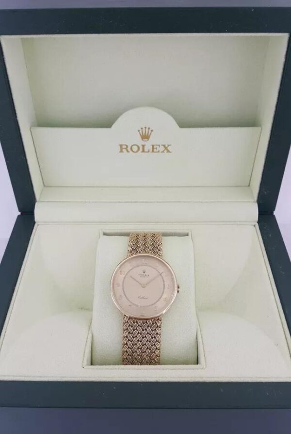 Vintage Rolex Cellini 4379 18K Yellow Gold 32mm Champagne Dial Watch 83 grams