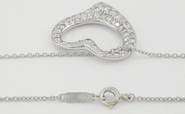 Tiffany & Co Elsa Peretti Diamond Open Heart Necklace 22 mm 0.95 ct Plat $18,500