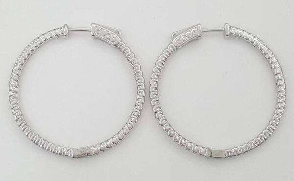 Inside Out Hoop Diamond Earrings 1.06 ct 14k White Gold 36 mm