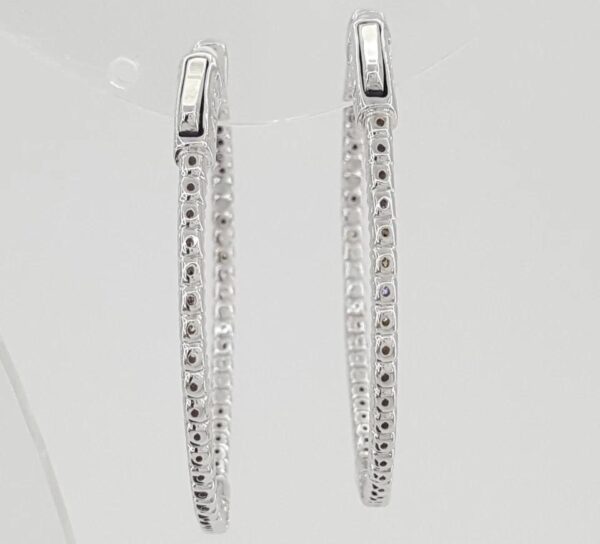 Inside Out Hoop Diamond Earrings 1.06 ct 14k White Gold 36 mm