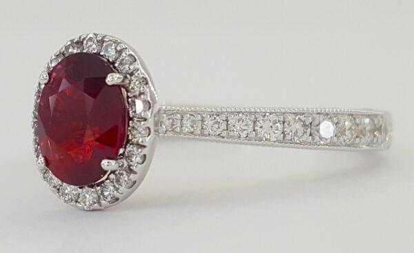 Neil Lane Oval Ruby Diamond Halo Engagement Ring 1.5 ct 14k Gold Retail $5k