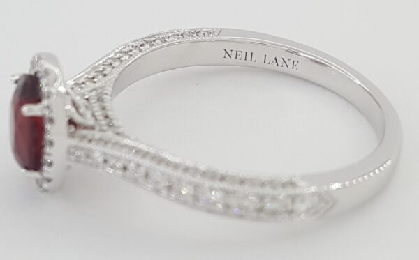 Neil Lane Oval Ruby Diamond Halo Engagement Ring 1.5 ct 14k Gold Retail $5k