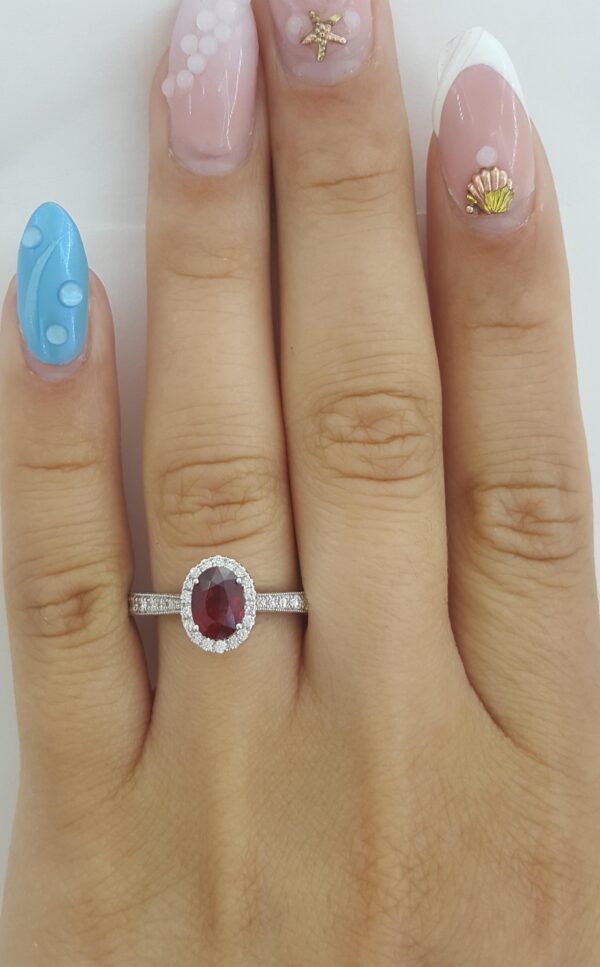 Neil Lane Oval Ruby Diamond Halo Engagement Ring 1.5 ct 14k Gold Retail $5k