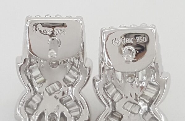 Round Baguette Diamond Round "X" Hoop Earrings 1 ct 18K White Gold