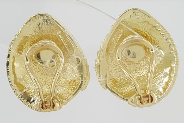 Vintage Tiffany & Co Seashell Clip On Earclip Earrings 14K Y Gold Circa 1970s