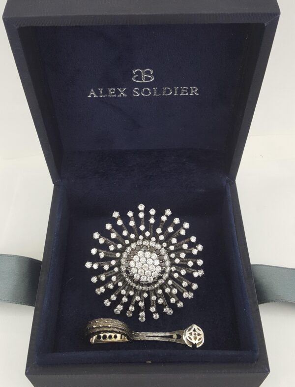 Alex Soldier Astra White Black Diamond Ring Pendant 11.5 ct 18k Gold Rtl 90K