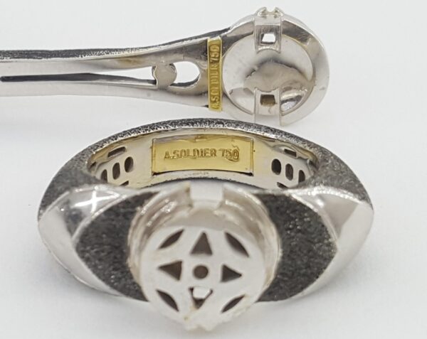 Alex Soldier Astra White Black Diamond Ring Pendant 11.5 ct 18k Gold Rtl 90K
