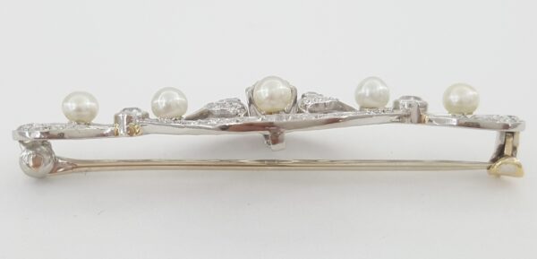 Art Deco Tiffany & Co Diamond & Pearl Brooch Pin 1 ct Platinum & 14K White Gold