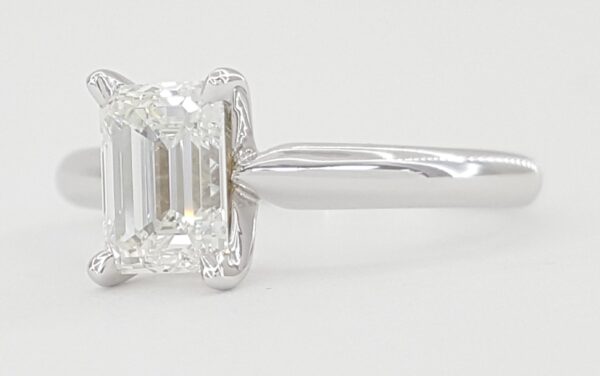 Emerald Cut Diamond Solitaire Engagement Ring 14K White Gold 0.9 ct GIA G/SI1