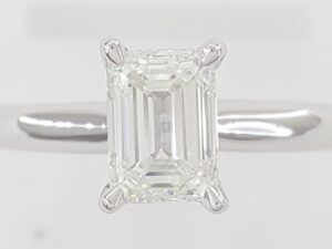 Emerald Cut Diamond Solitaire Engagement Ring 14K White Gold 0.9 ct GIA G/SI1