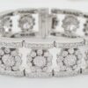Doris Panos Vintage Flower Bracelet 5.14 ct 77.8 Grams 18 mm Wide 18K White Gold