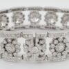 Doris Panos Vintage Flower Bracelet 5.14 ct 77.8 Grams 18 mm Wide 18K White Gold