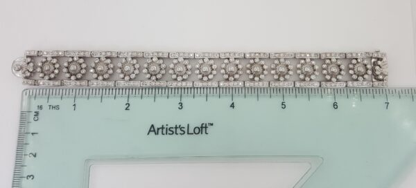 Doris Panos Vintage Flower Bracelet 5.14 ct 77.8 Grams 18 mm Wide 18K White Gold