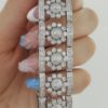Doris Panos Vintage Flower Bracelet 5.14 ct 77.8 Grams 18 mm Wide 18K White Gold