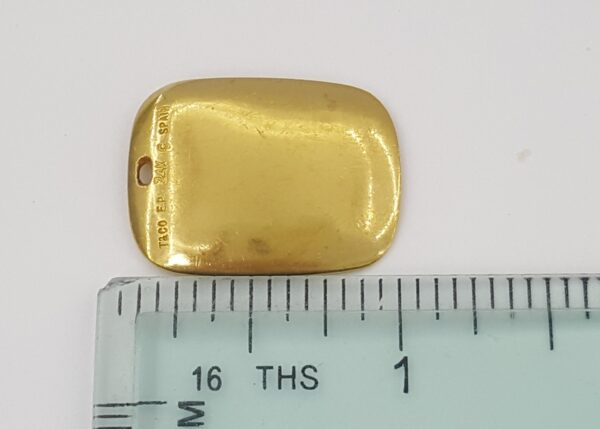 Tiffany & Co Elsa Peretti 24K Yellow Gold Tag Pendant 24 mm 6.8 Grams