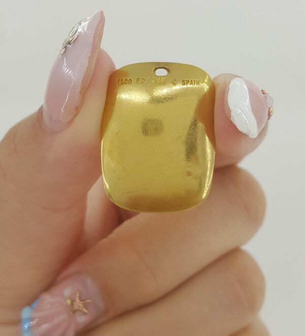 Tiffany & Co Elsa Peretti 24K Yellow Gold Tag Pendant 24 mm 6.8 Grams