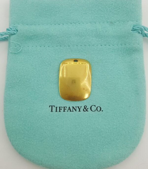 Tiffany & Co Elsa Peretti 24K Yellow Gold Tag Pendant 24 mm 6.8 Grams