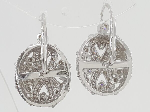 Doris Panos Diamond Dangle Drop Flower Earrings 1 ct 18K White Gold